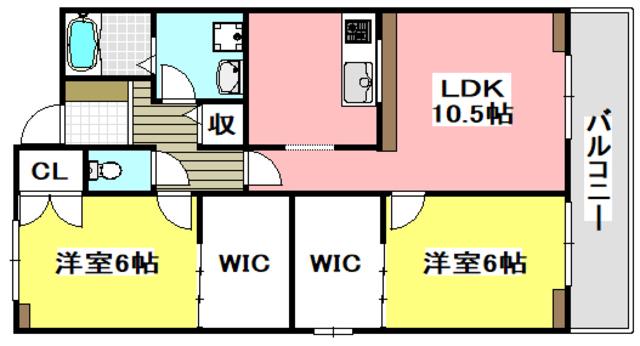 ディアパゾン(2LDK/2階)の間取り写真