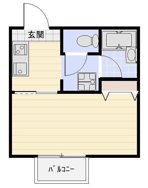 モントリアール(1K/2階)の間取り写真