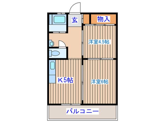コーポ花壇(2K/4階)の間取り写真