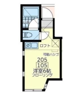 ユナイト渡田新町アプリコット(ワンルーム/2階)の間取り写真
