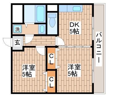 メゾン・ヌーベルみゆき(2DK/2階)の間取り写真