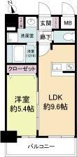 ディームス江坂(1LDK/8階)の間取り写真