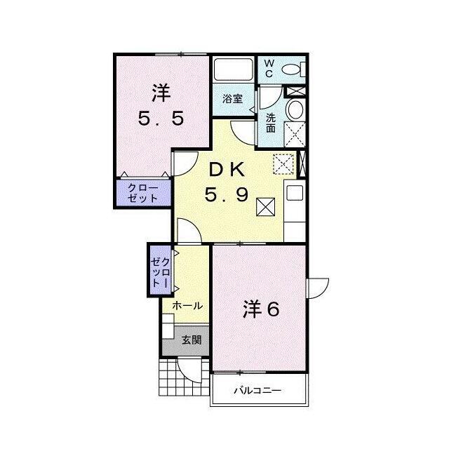 エミールA(2K/1階)の間取り写真