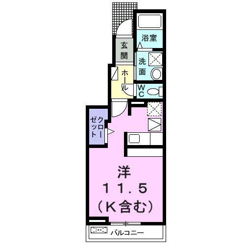 エバーグリーンC(ワンルーム/1階)の間取り写真