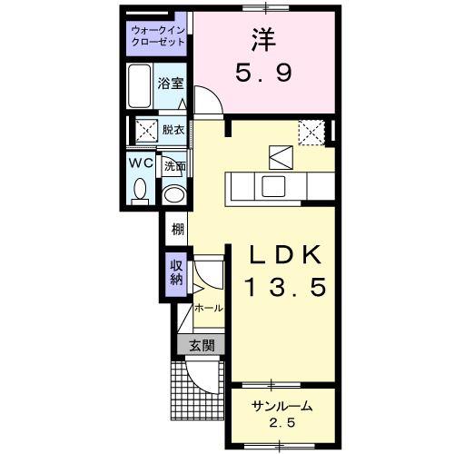 クリングラン(1LDK/1階)の間取り写真