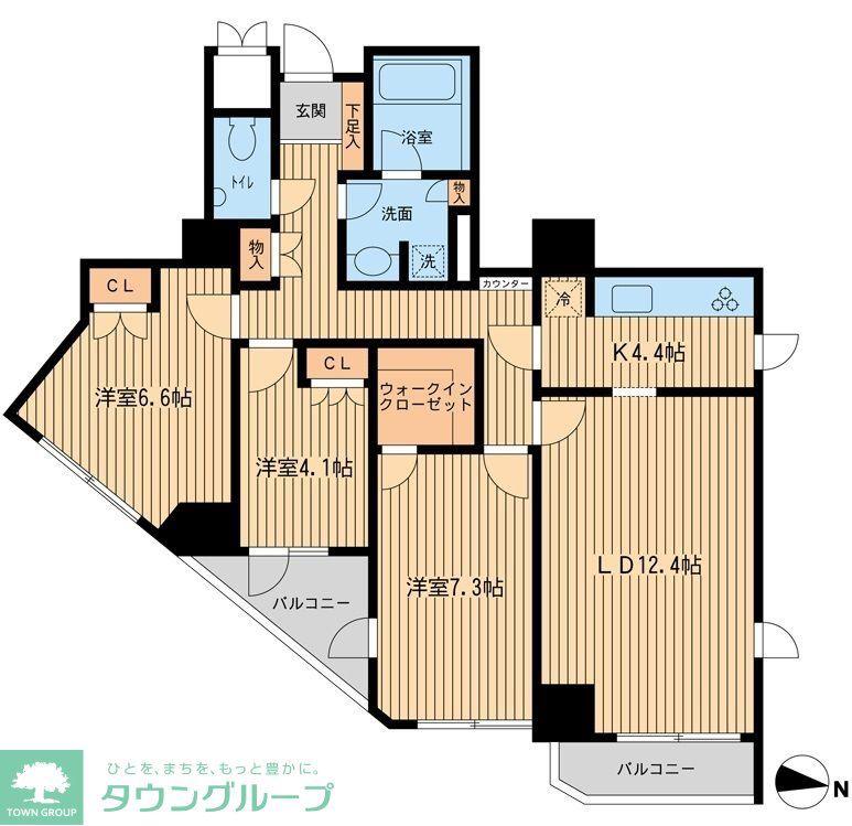 KDXレジデンス千駄木(3LDK/8階)の間取り写真