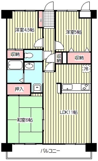 グランドールUNS(3LDK/6階)の間取り写真