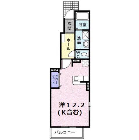グラスコートI(ワンルーム/1階)の間取り写真