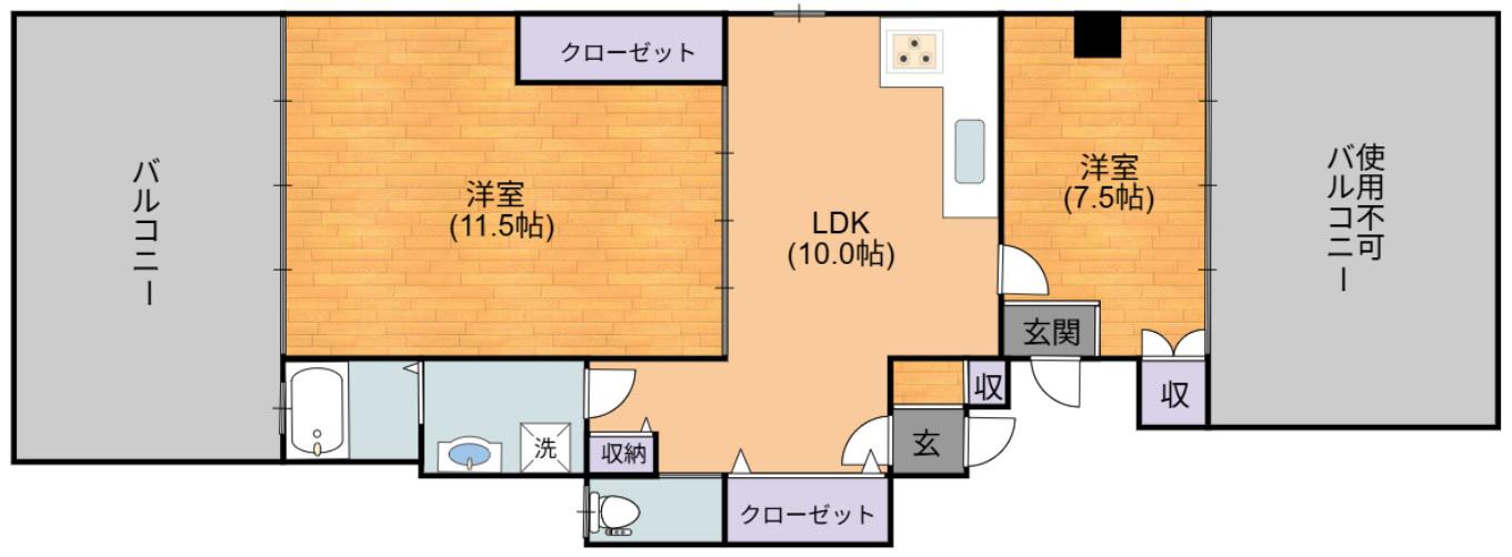 プロスパー松崎(2LDK/4階)の間取り写真