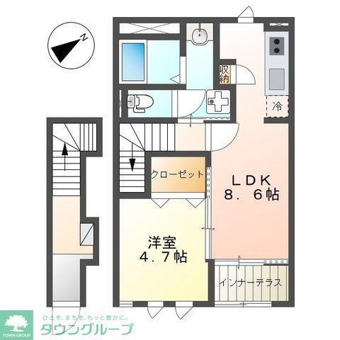 メゾン・ド・ルナ(1LDK/2階)の間取り写真