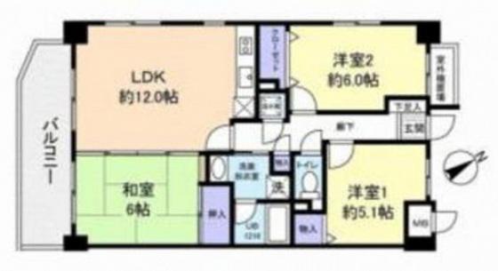 ハーモニー中須(3LDK/7階)の間取り写真