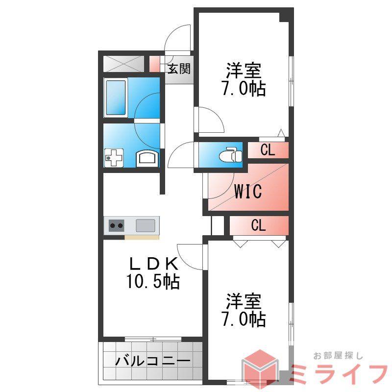 T-スクエア 布施(2LDK/5階)の間取り写真