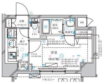 ディアレイシャス今池(1K/8階)の間取り写真