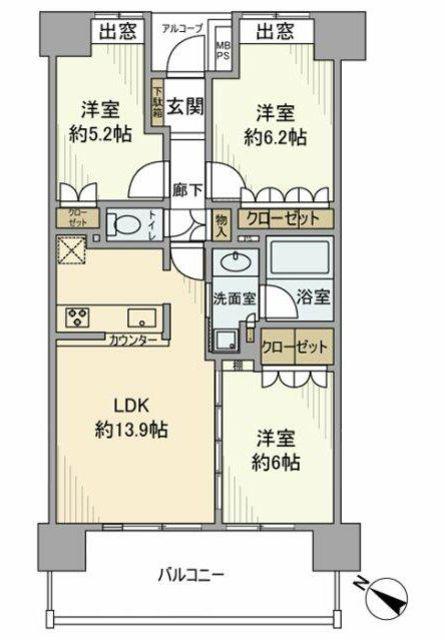 ライオンズステージ西日暮里(3LDK/11階)の間取り写真