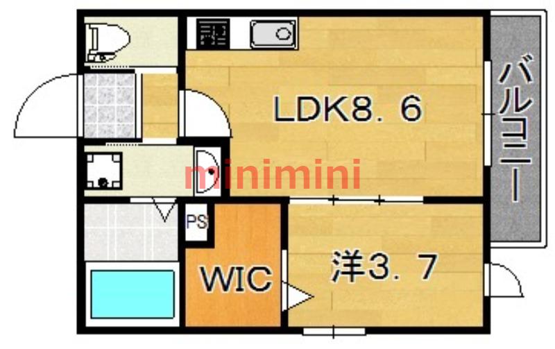 アイル千里(1LDK/1階)の間取り写真