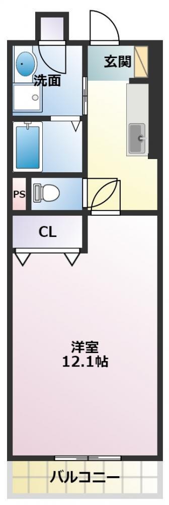 エクシードVII(1K/4階)の間取り写真