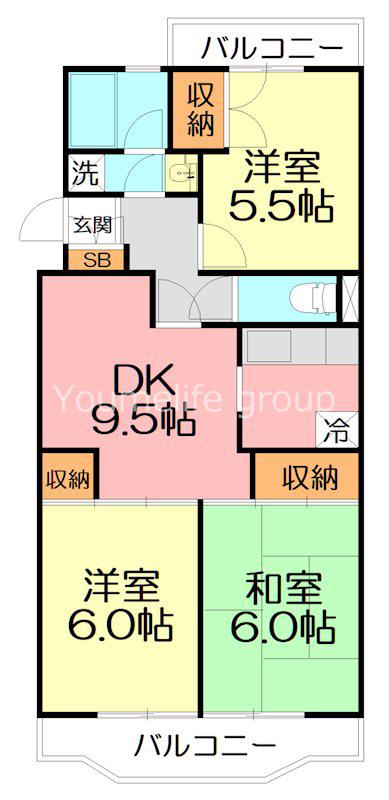 エスティア(3DK/2階)の間取り写真