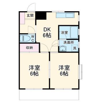 矢島ハイツ(2DK/3階)の間取り写真