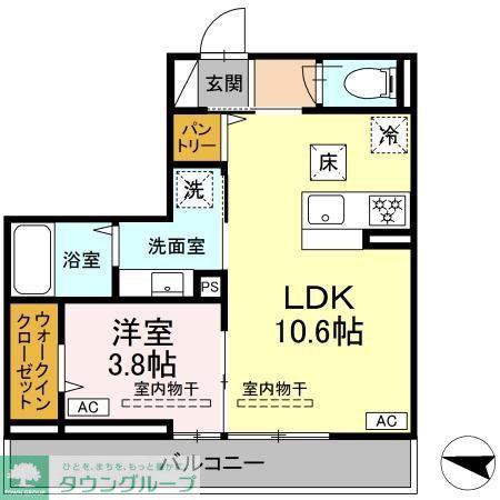 ルドベキア湘南台(1LDK/2階)の間取り写真
