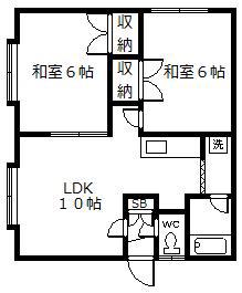 パークサイド高畠(2LDK/1階)の間取り写真