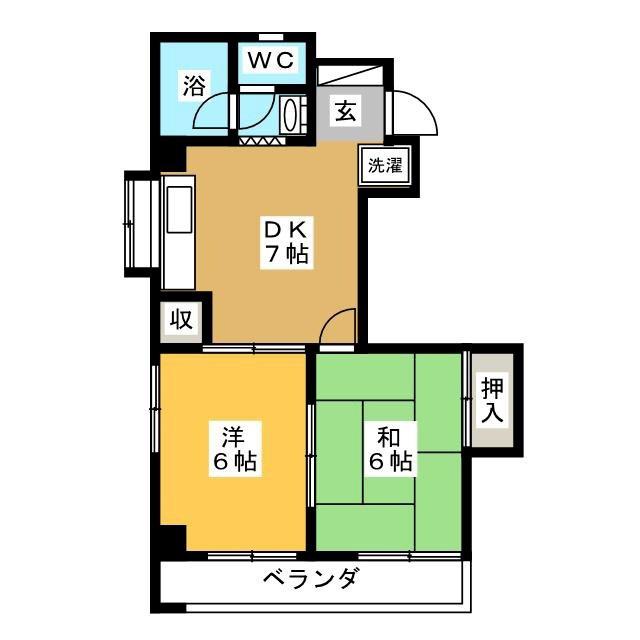 サンライズ61(2DK/1階)の間取り写真