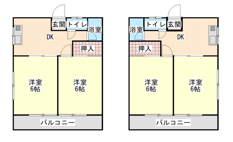 ハイツ加奈(2K/2階)の間取り写真