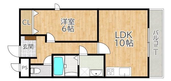 グランコスモ交野(1LDK/1階)の間取り写真