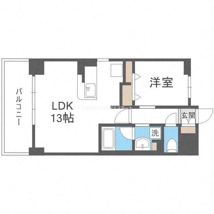 サンセール豊崎(1LDK/3階)の間取り写真