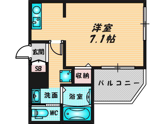 MELDIA大蓮I(ワンルーム/1階)の間取り写真