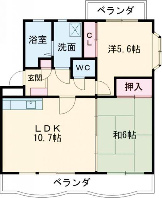 プレミールSUWA(2LDK/3階)の間取り写真