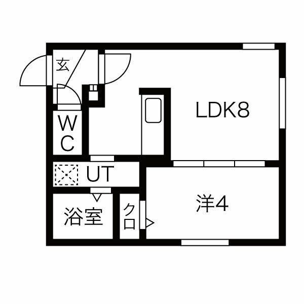 ラフィーネ月寒中央通(1DK/1階)の間取り写真