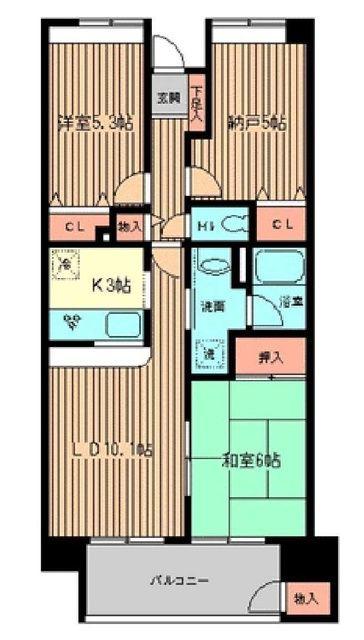 サンハイク7東小金井(3LDK/3階)の間取り写真