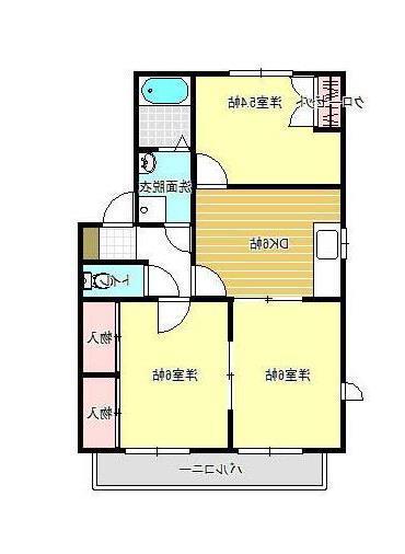 アムール木原21 B棟(3DK/1階)の間取り写真