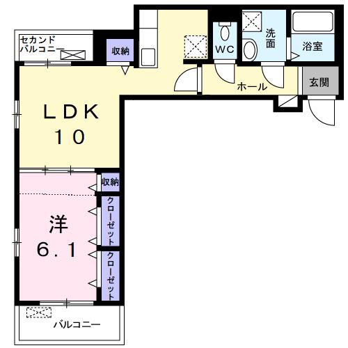 LA PAIX(1LDK/2階)の間取り写真