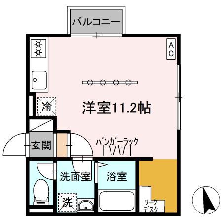 ラヴィータM(ワンルーム/2階)の間取り写真