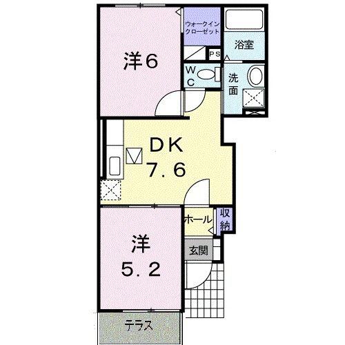 サザンクロス II(2DK/1階)の間取り写真