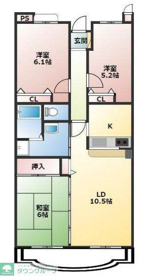 ヴェルセーヌ(3LDK/1階)の間取り写真