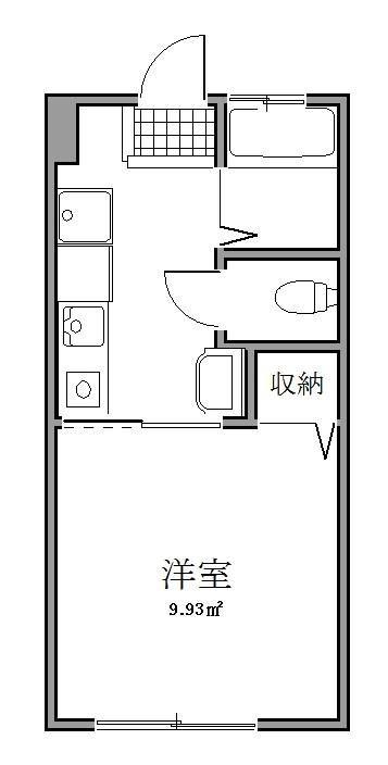 サンライズ春日部(1K/2階)の間取り写真
