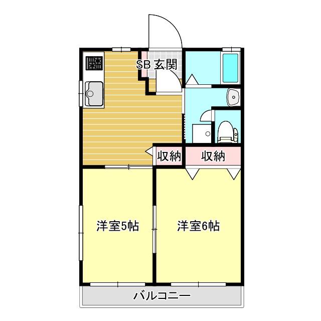 フォレストハウス(2DK/2階)の間取り写真
