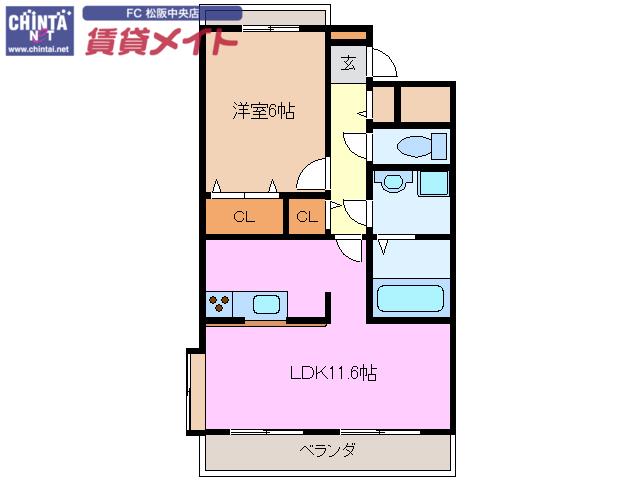 AQUA COURT(1LDK/4階)の間取り写真