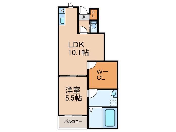 L-BLOOM東櫛原(1LDK/1階)の間取り写真