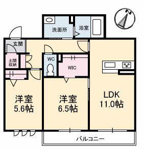 アルフラット津森町(2LDK/2階)の間取り写真