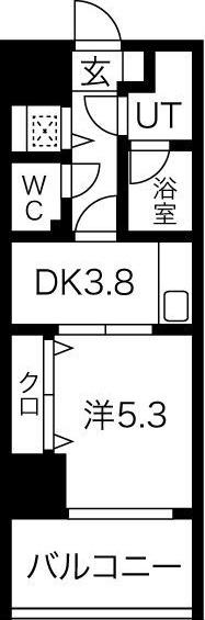 さくらHILLS NISHIKI PLATINUM RESIDENCE(1DK/7階)の間取り写真