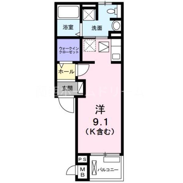 スペリオール門真南(ワンルーム/1階)の間取り写真