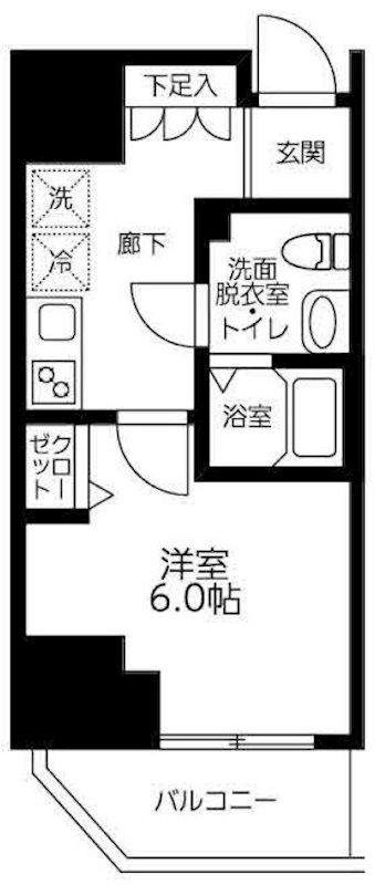 ルフレプレミアム川崎(1K/9階)の間取り写真