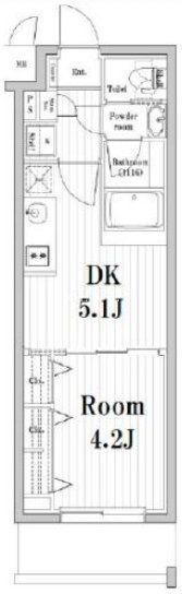 市谷鷹匠町レジデンス(1DK/3階)の間取り写真