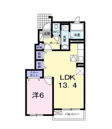 パークヒルズC(1LDK/1階)の間取り写真
