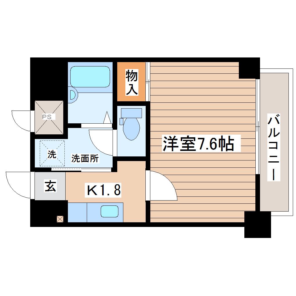 多賀城ロジュマンG棟(1K/11階)の間取り写真