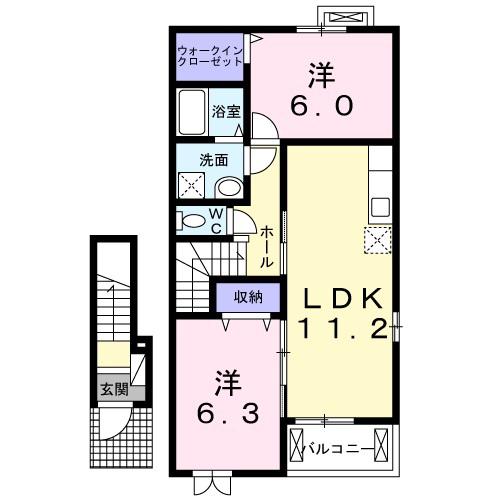 グレイスフル(2LDK/1階)の間取り写真