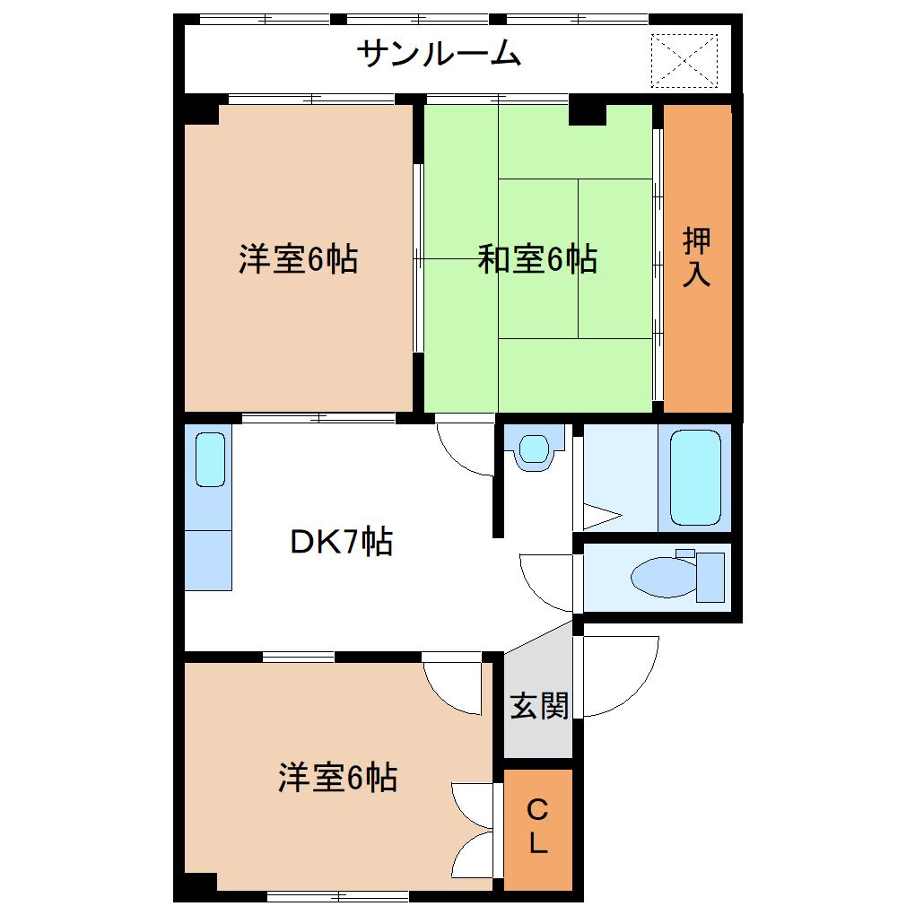 サンライズ1(3DK/1階)の間取り写真